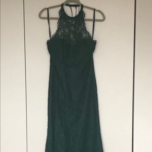 Nicole Miller Green Lace Halter Dress